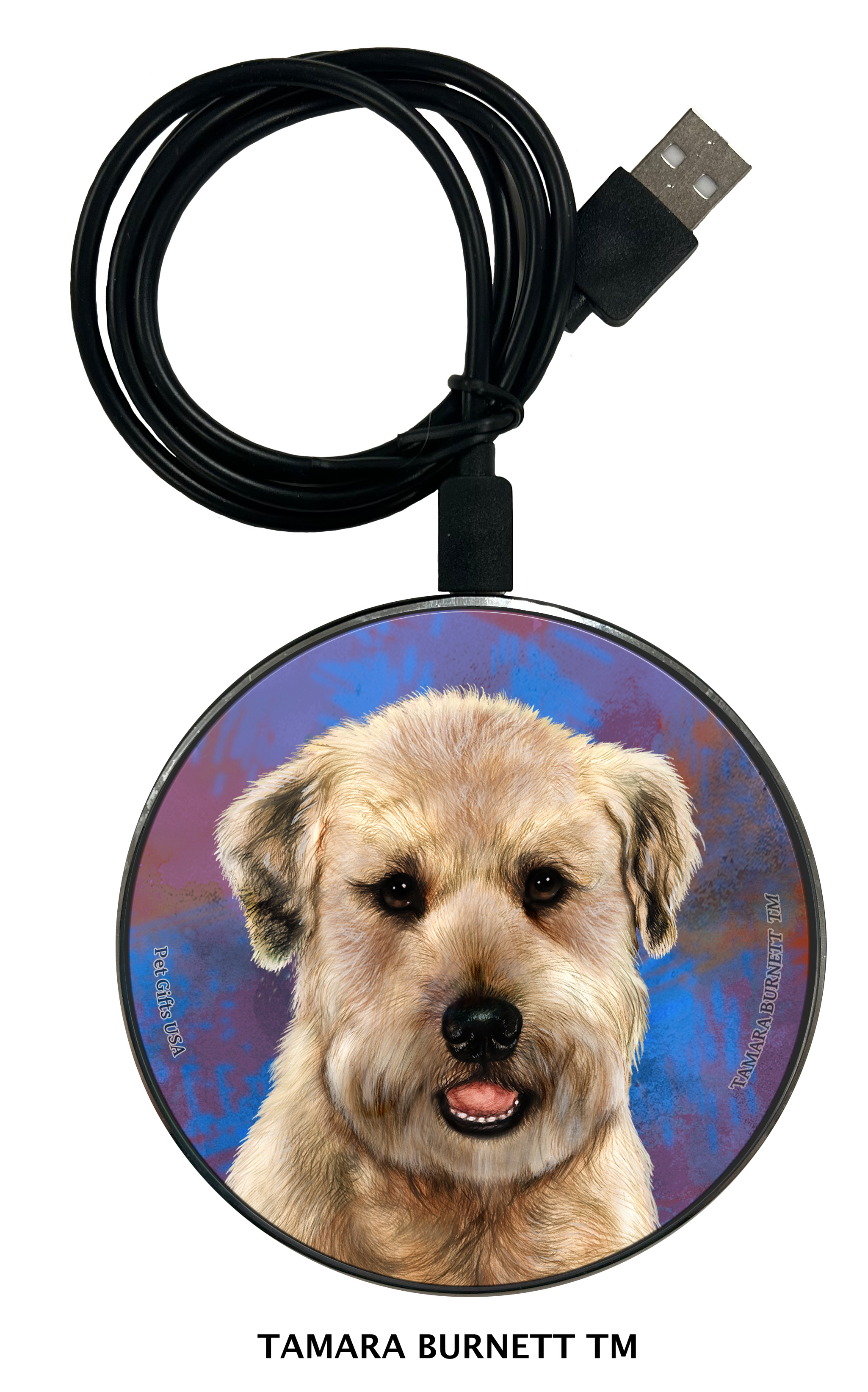An image of product 30026 - Soft Coated Wheaten Puppy Cut - Zoomies Phone Charger
